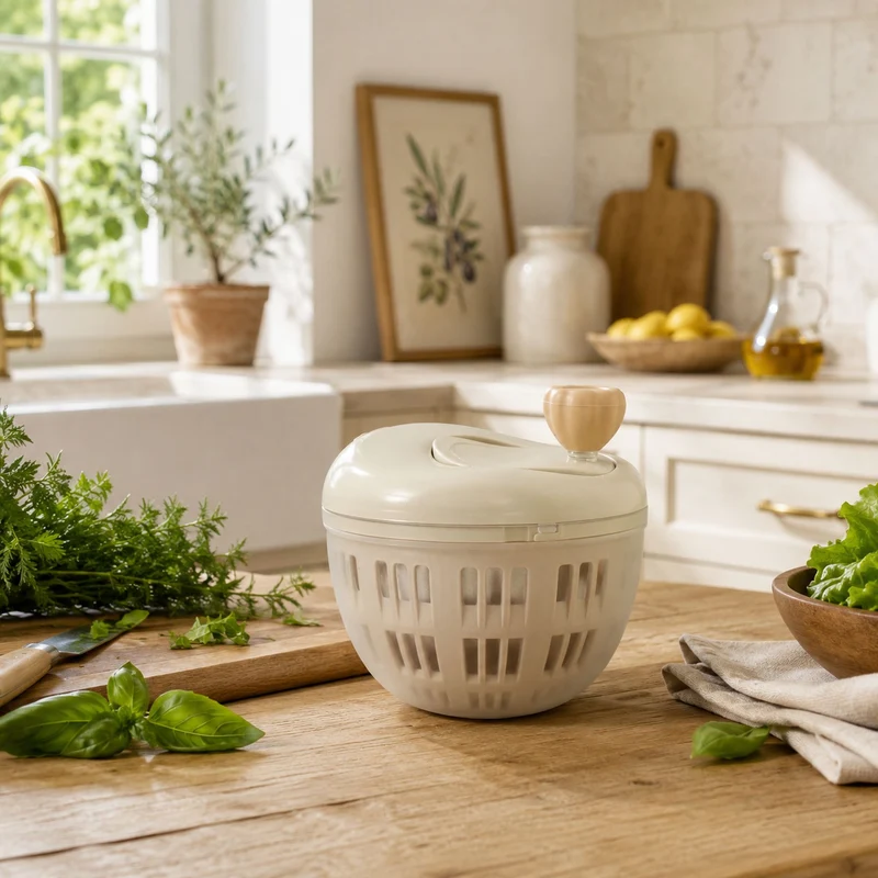 Mini essoreuse à herbe en polypropylène crème