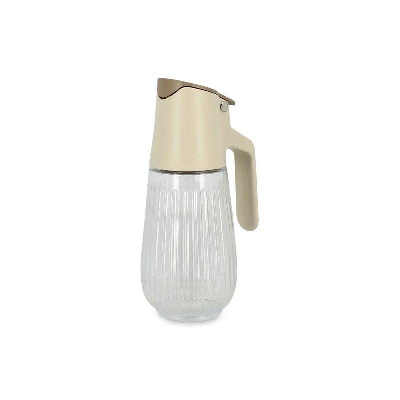 Bouteille d'huile en polypropylène crème et verre