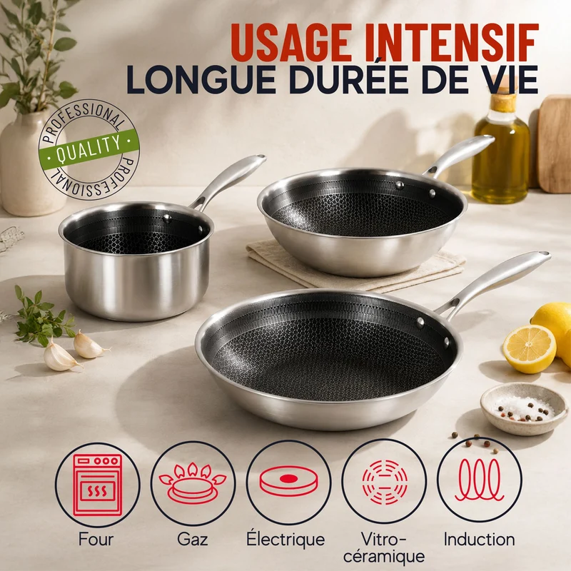 Casserole Trinox Ø16 cm en acier inoxydable avec revêtement antiadhésif sans PFAS