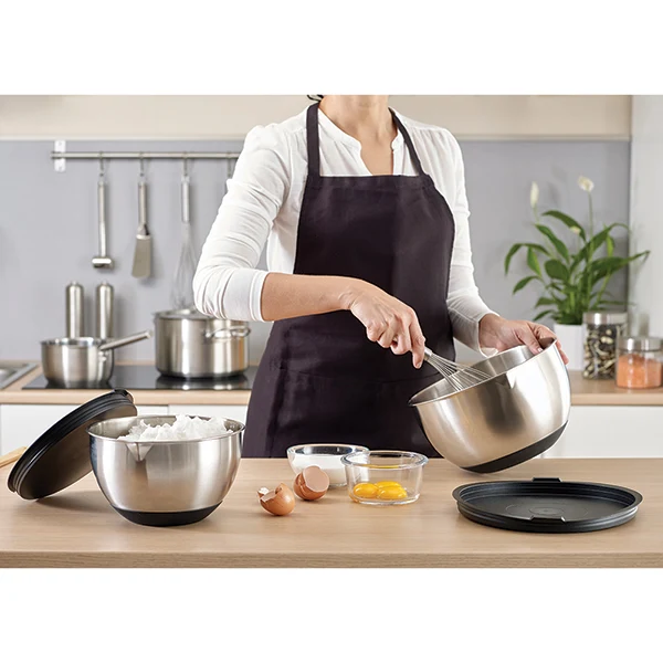 Lot robot cuiseur multifonction 4,5 L 1000 W et 2 bols inox avec couvercles Mathon