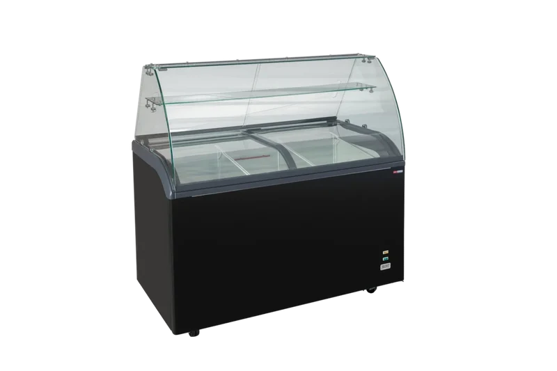 Vitrine à glace avec couvercle coulissant en verre – 9 x 5 L – 278 L – noire