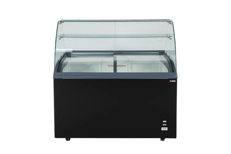 Vitrine à glace avec couvercle coulissant en verre – 9 x 5 L – 278 L – noire