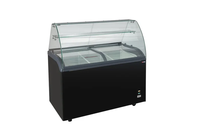 Vitrine à glace avec couvercle coulissant en verre – 9 x 5 L – 278 L – noire