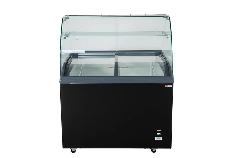 Vitrine à glace avec couvercle coulissant en verre – 6 x 5 L – 273 L – noire