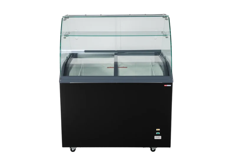 Vitrine à glace avec couvercle coulissant en verre – 6 x 5 L – 273 L – noire