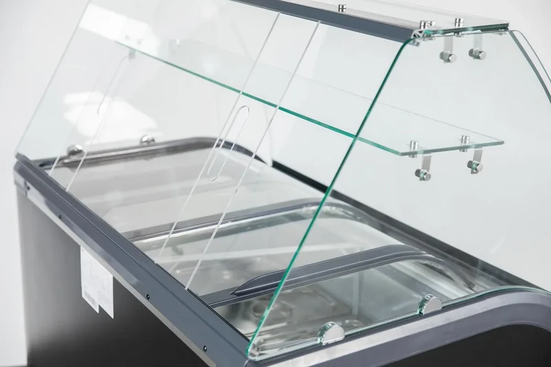 Vitrine à glace avec couvercle coulissant en verre – 6 x 5 L – 273 L – noire
