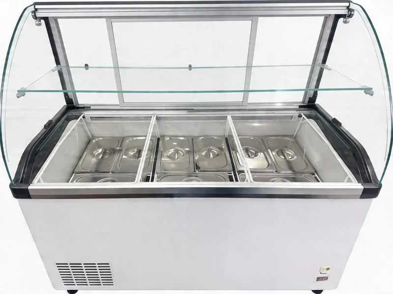 Vitrine à crème glacée avec verre de sécurité – 9 x 5 L – 278 L