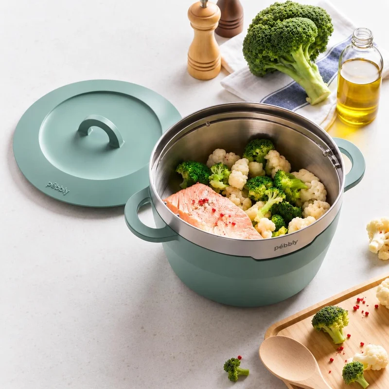 Cocotte céramique multifonction 24 cm Mint Sage - PEBBLY