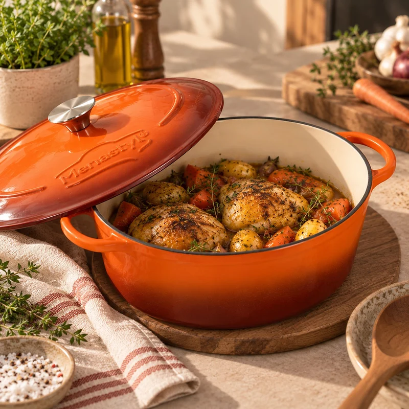Cocotte Montagne ovale 6,5 litres en fonte émaillée brique