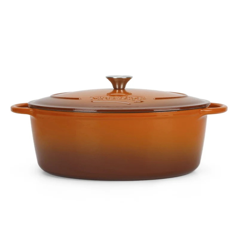 Cocotte Montagne ovale 9 litres en fonte émaillée brique