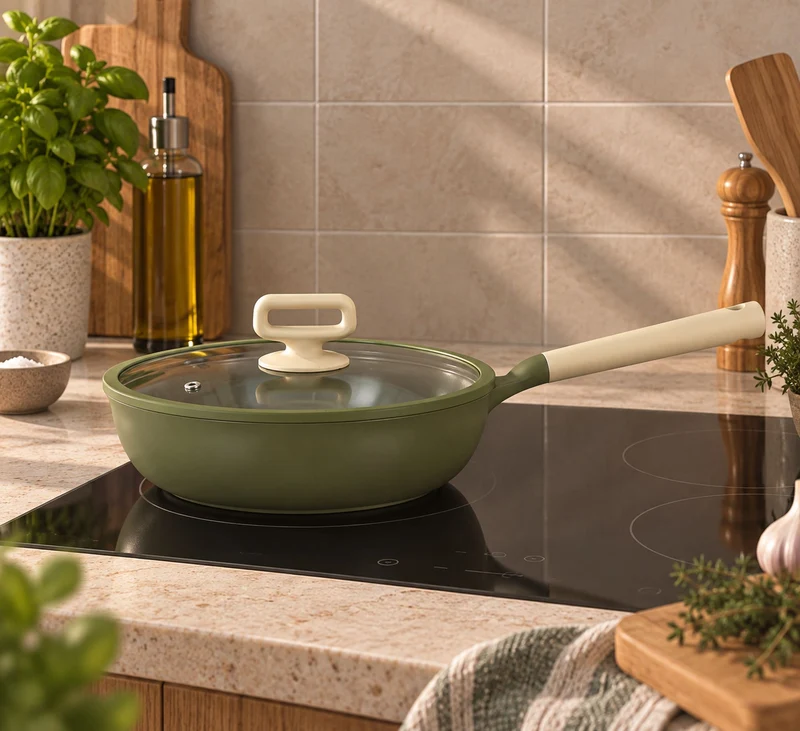 Sauteuse Anna 28cm en fonte aluminium vert