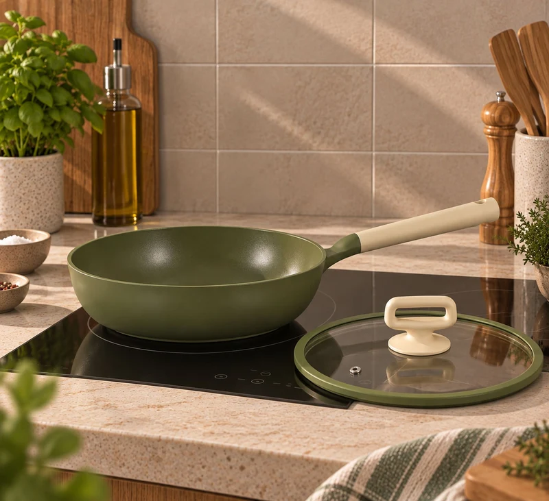Sauteuse Anna 28cm en fonte aluminium vert