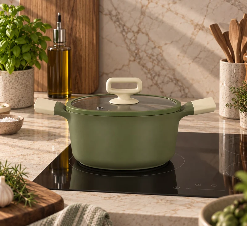 Faitout Anna 24cm en fonte aluminium vert