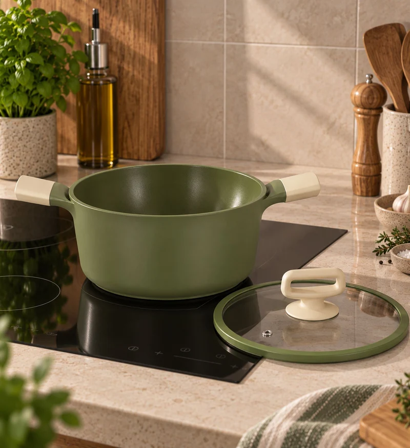 Faitout Anna 24cm en fonte aluminium vert