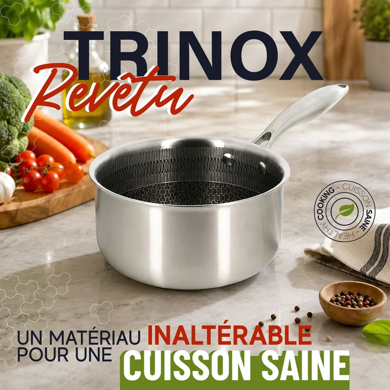 Casserole Trinox Ø14 cm en acier inoxydable avec revêtement antiadhésif sans PFAS