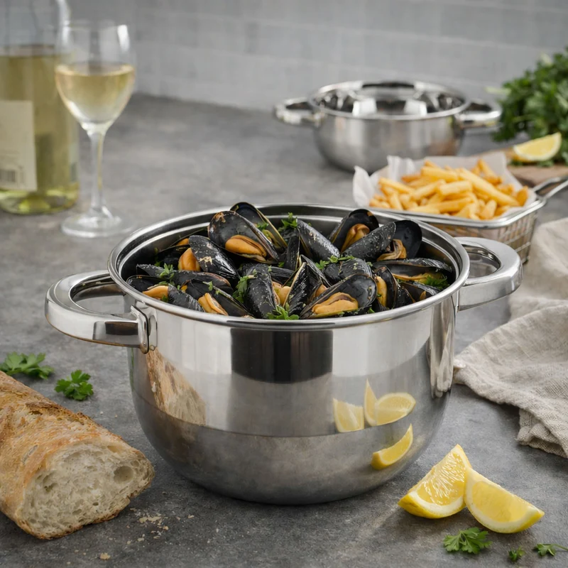 Marmite à moules 2.7l en acier inoxydable