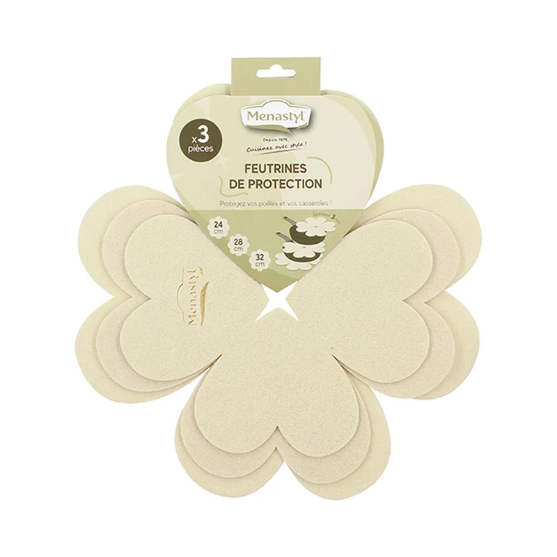 Lot de 3 intercalaires de cuisson 24/28/32 cm en feutrine crème