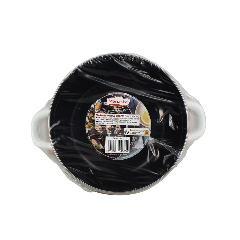 Marmite à moules en acier émaillé blanc 18 cm