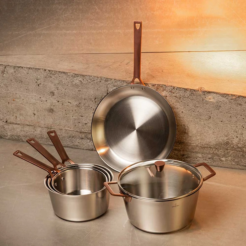 Lot de 3 couvercles en verre bombé bouton cuivré - CRISTEL
