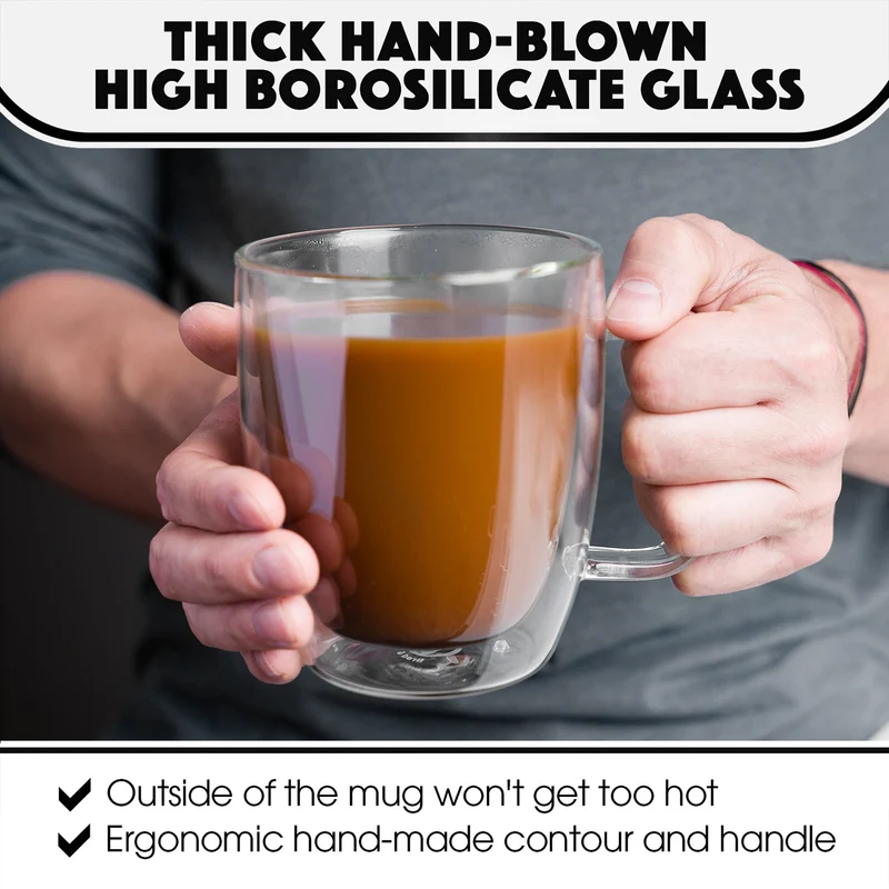 Tasses en verre surdimensionnées à double paroi