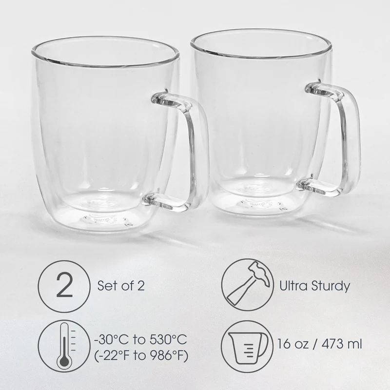 Tasses en verre surdimensionnées à double paroi