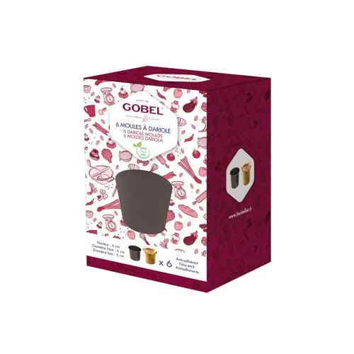 Lot de 6 moules à Dariole et Baba anti-adhérents - GOBEL