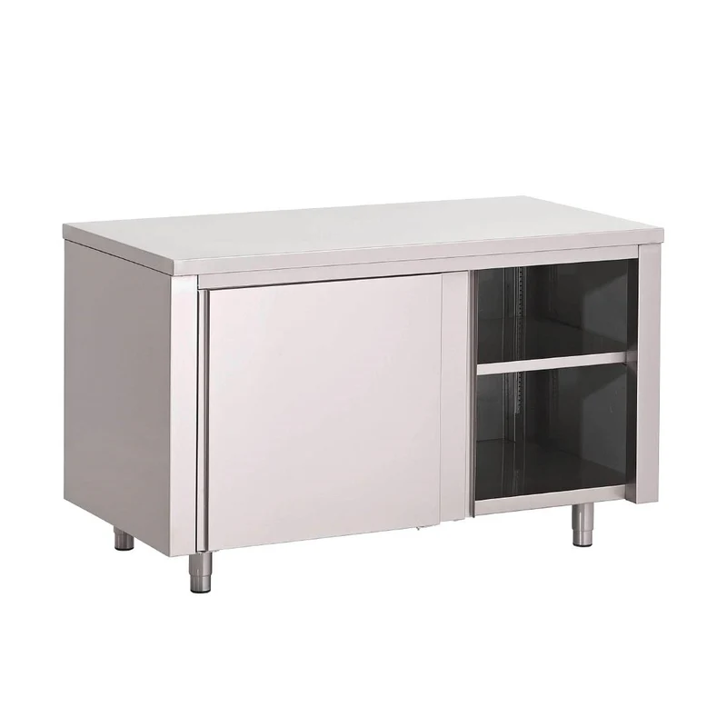 Table armoire inox avec portes coulissantes Gastro M 1000 x 700 x 850mm