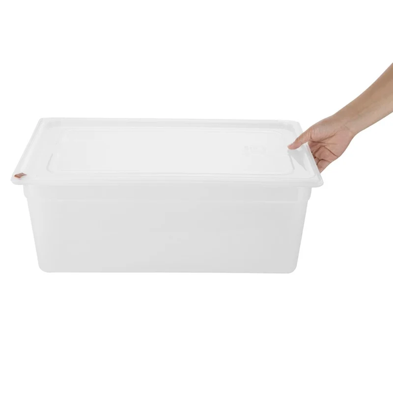 Bacs PP Hygiplas Click GN 1/1 avec couvercles et 7 clips de couleur 200mm 25,6L (lot de 2)