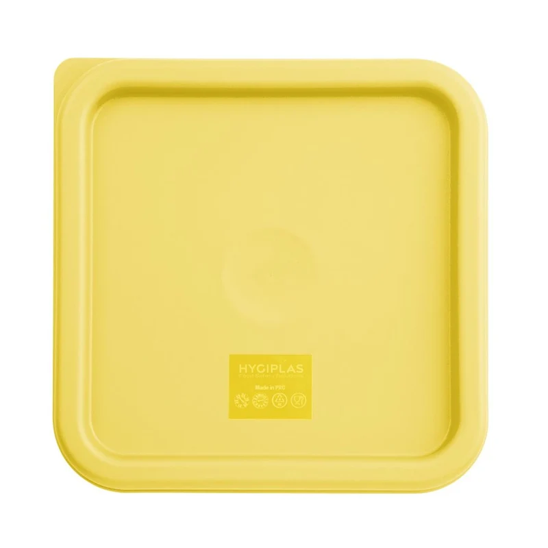 Couvercle moyen carré pour boîte alimentaire Hygiplas jaune