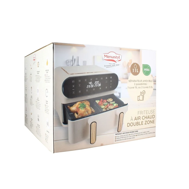 Friteuse à Air Chaud 11 L Colorama Crème Double Cuve