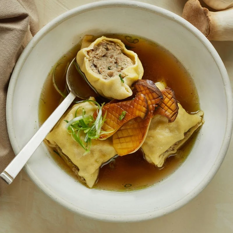 Maultaschen porc, cèpes et persil