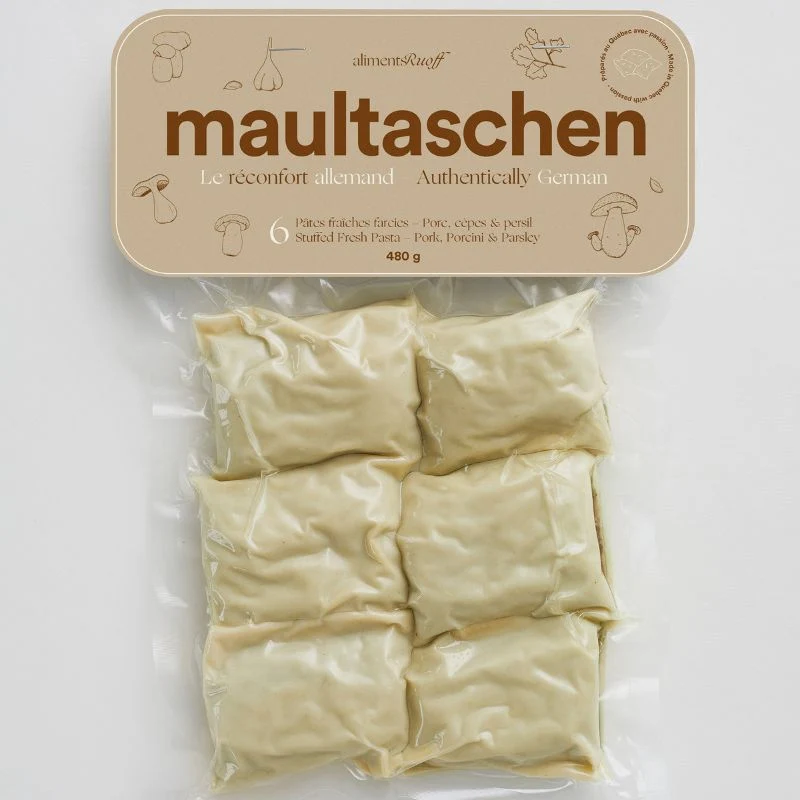 Maultaschen porc, cèpes et persil