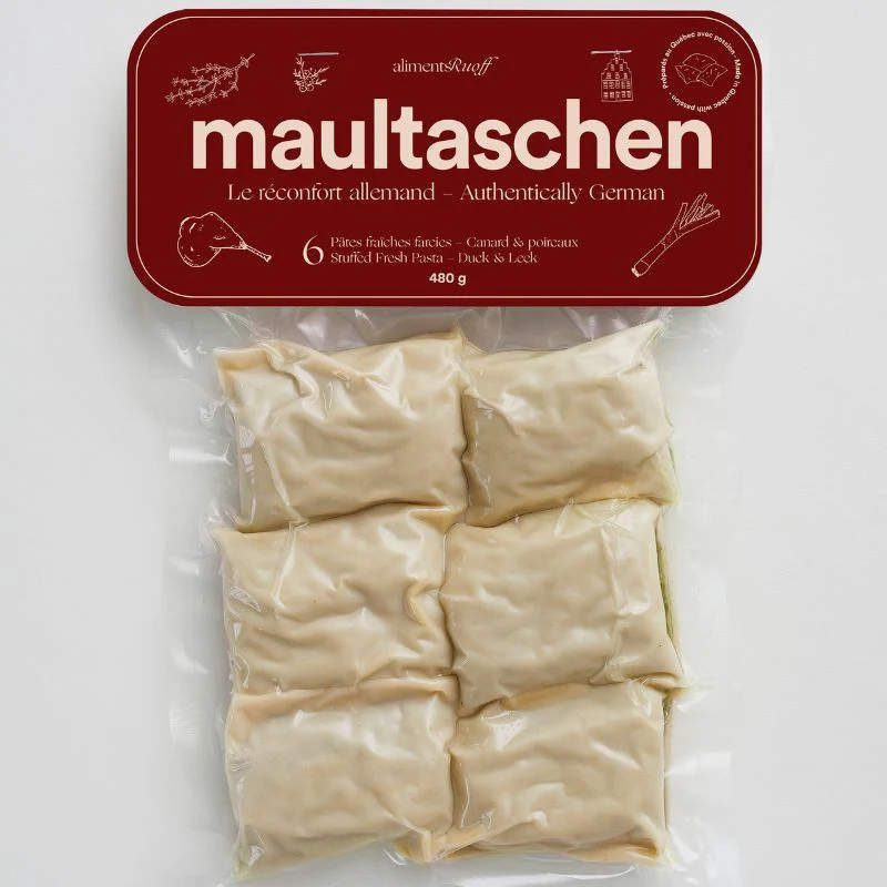 Maultaschen canard et poireaux