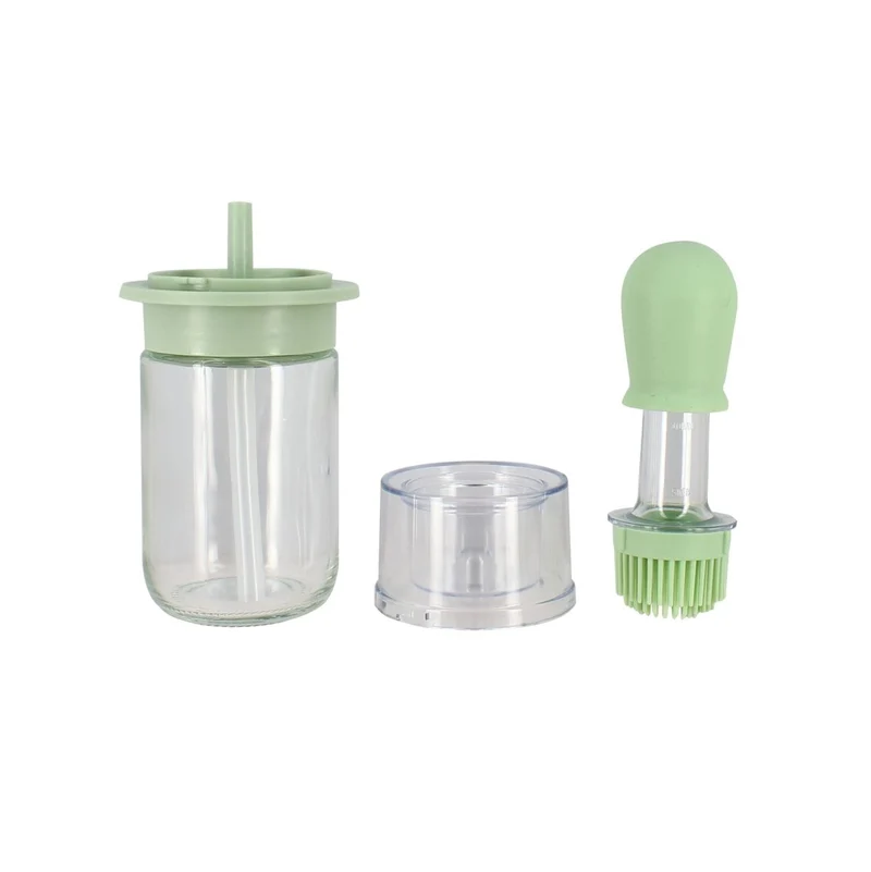 Bouteille d'huile avec brosse 18 cl en verre et silicone
