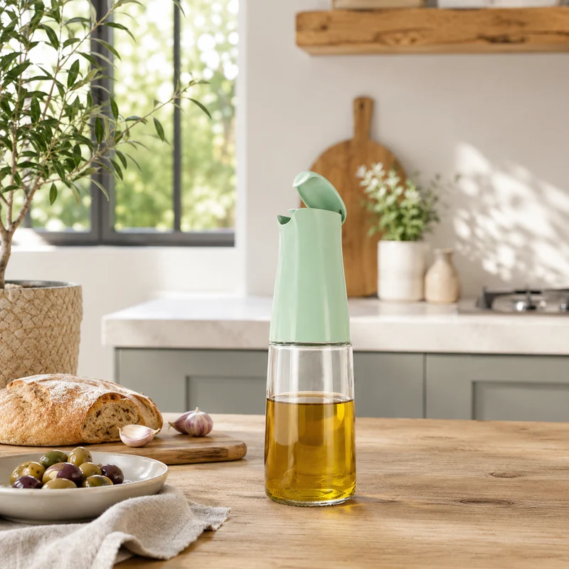 Bouteille d'huile 500 ml en verre et plastique