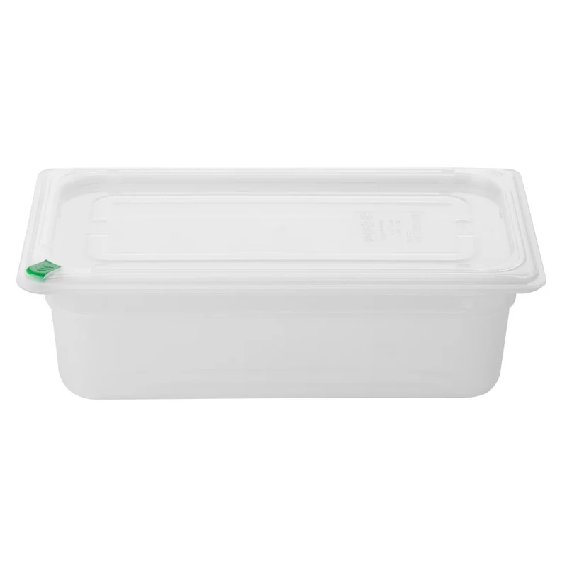 Bacs PP Hygiplas Click GN 1/3 avec couvercles et 7 clips de couleur 100mm 3,6L (lot de 4)