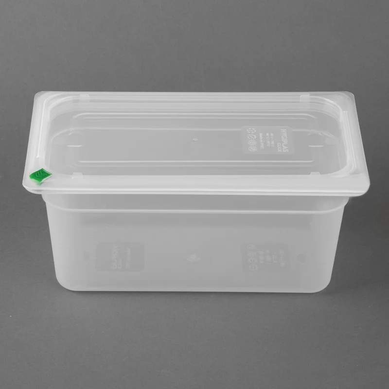 Bacs PP Hygiplas Click GN 1/3 avec couvercles et 7 clips de couleur 150mm 5,3L (lot de 4)