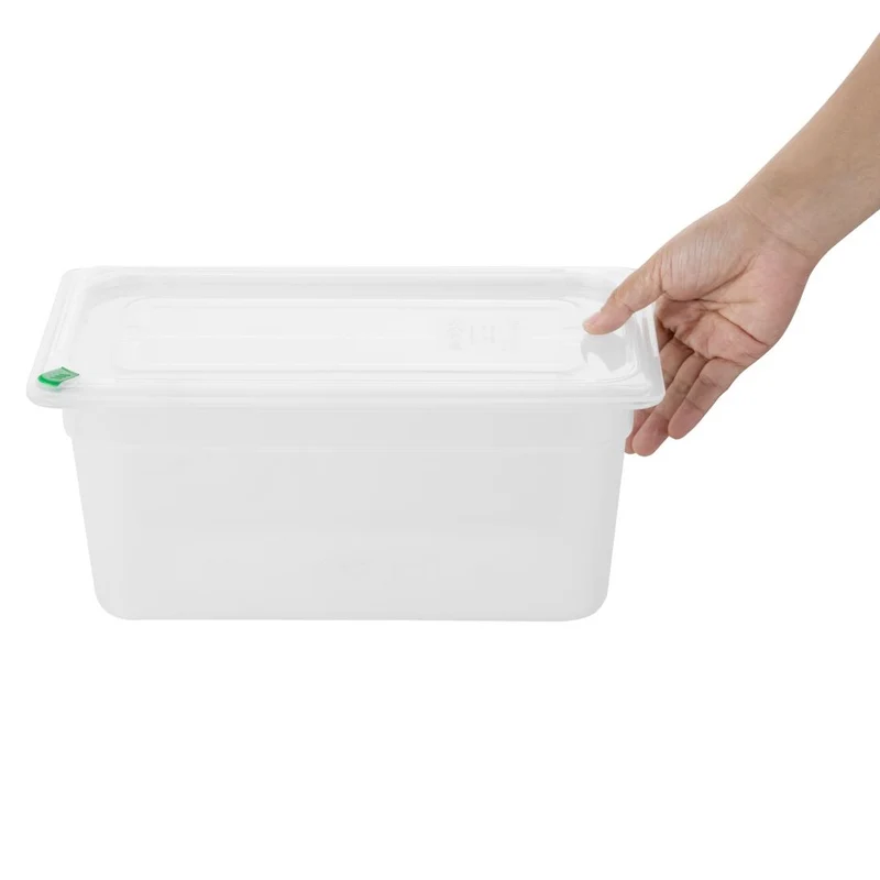 Bacs PP Hygiplas Click GN 1/3 avec couvercles et 7 clips de couleur 150mm 5,3L (lot de 4)