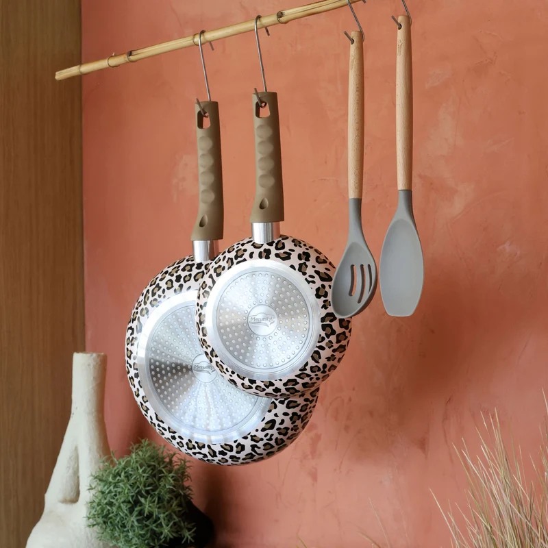 Set de 3 poêles Léopard 20/24/28 cm en aluminium induction marron