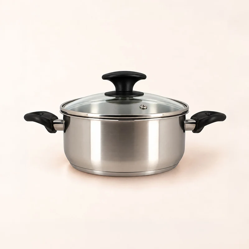 Faitout First 24 cm en acier inoxydable avec couvercle
