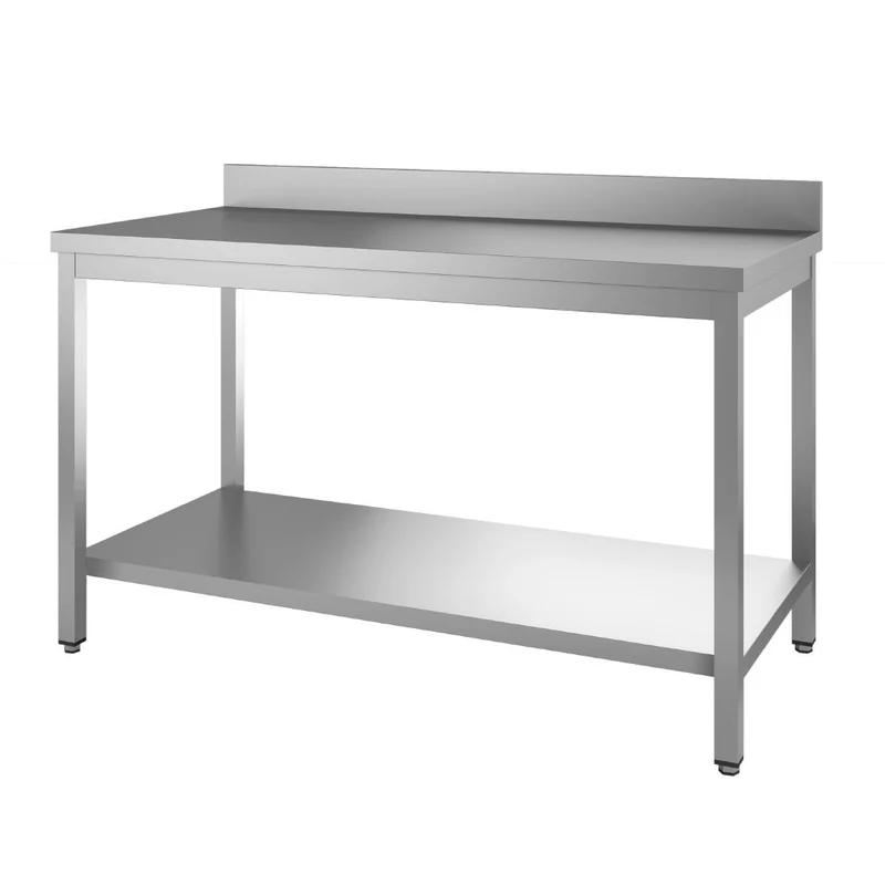 Table de préparation inox 304 avec étagère basse et dosseret Gastro M 89x120x70cm