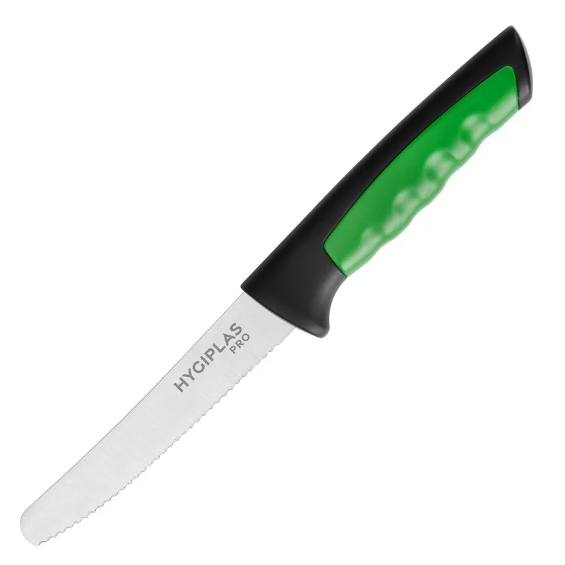 Couteau à tomate denté Hygiplas Pro vert 10cm