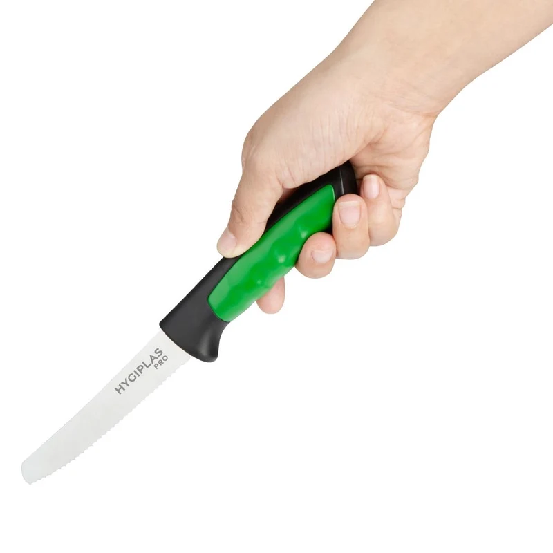 Couteau à tomate denté Hygiplas Pro vert 10cm