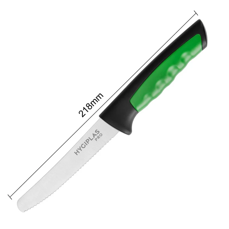 Couteau à tomate denté Hygiplas Pro vert 10cm