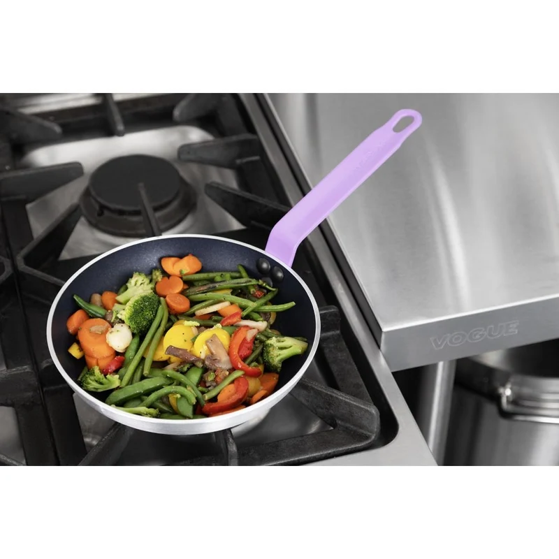 Poêle en aluminium antiadhésive Hygiplas Teflon Platinum Plus avec poignée violette 24cm