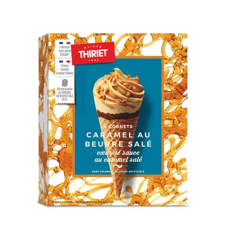 6 cornets glacés caramel beurre salé