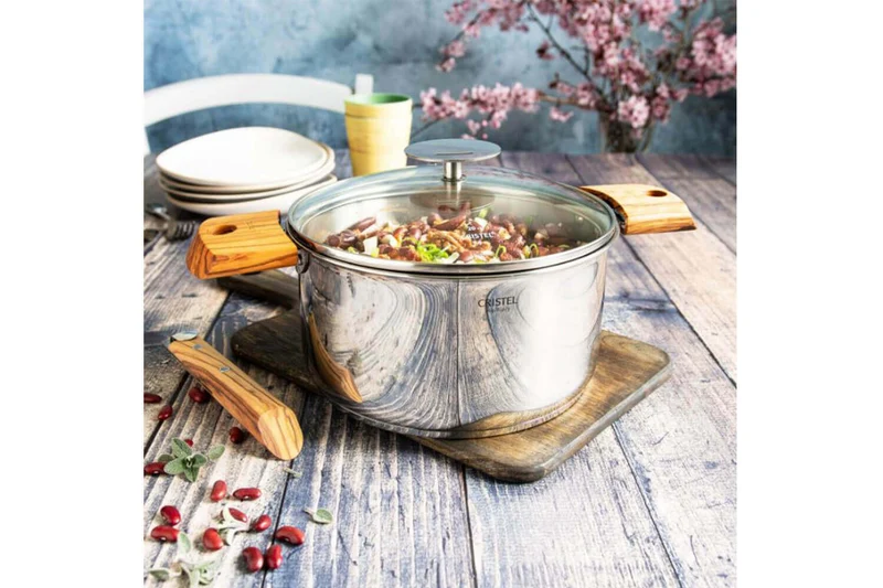 Set de 3 casseroles Cristel Casteline Amovible en inox 16 à 20cm - Poignée incluse
