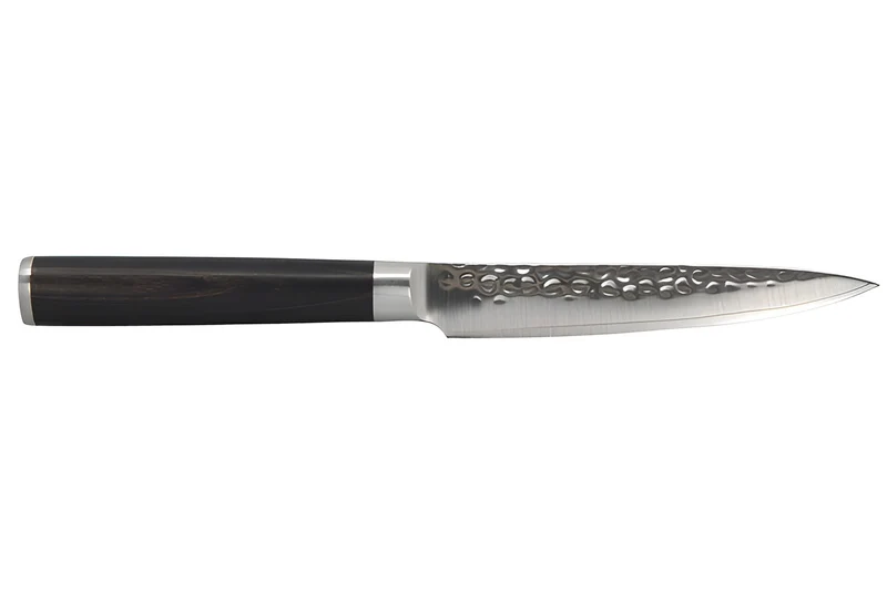 Couteau universel 12cm Hakami Sakura lame martelée et manche pakkawood marron