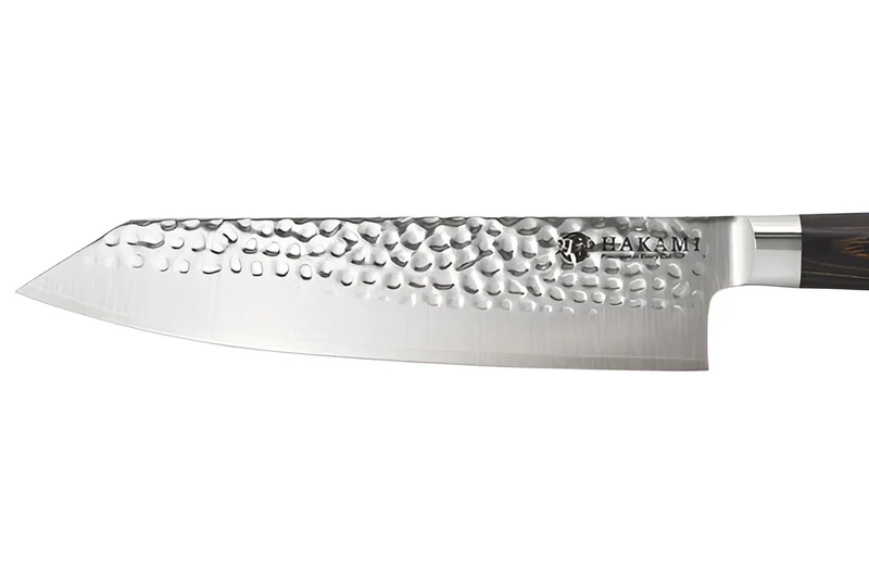 Couteau bunka 20cm Hakami Sakura lame martelée et manche pakkawood marron