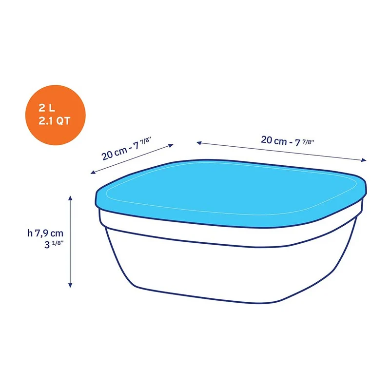 Lot de 3 boites conservation verre carrées Freshbox - DURALEX